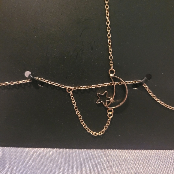 FOREVER 21 Gold Moon and Star Ring Chain Bracelet - Picture 3 of 4